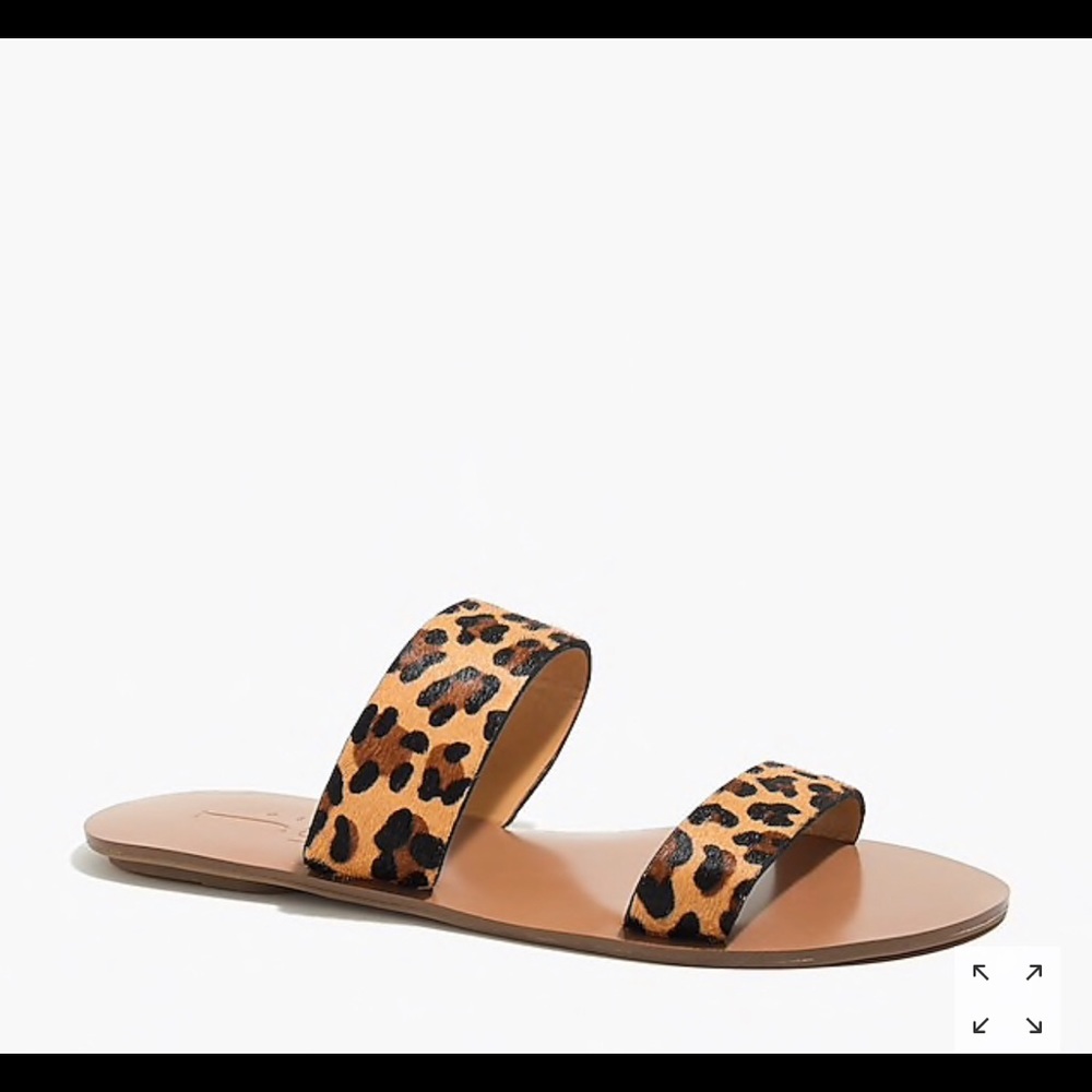 Summer slide sandals in leopard calf hair